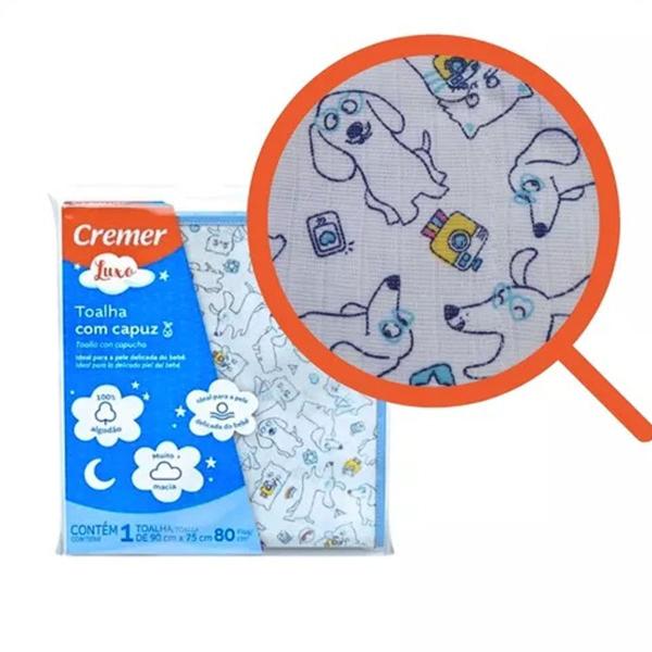 Imagem de Toalha Com Capuz Cremer Luxo Menino 100% Algodão 90cmX75cm 01 Unid Cremer