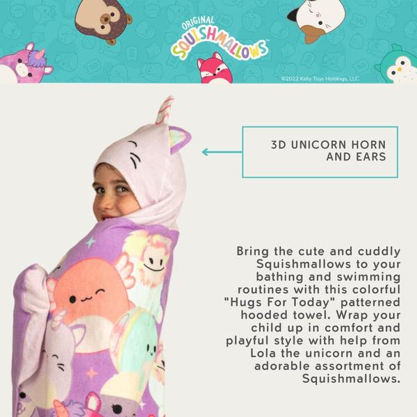 Imagem de Toalha com capuz Franco Squishmallows Kids 60x120cm de algodão