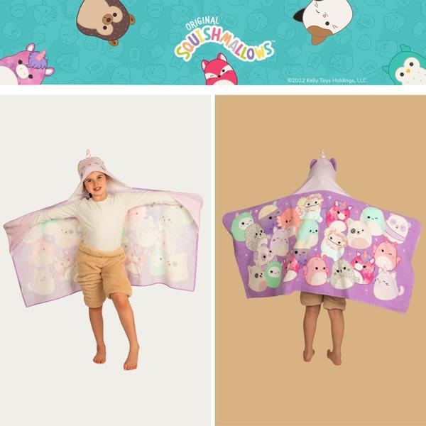 Toalha com capuz Franco Squishmallows Kids 60x120cm de algodão Imagem de Toalha com capuz Franco Squishmallows Kids 60x120cm de algodão