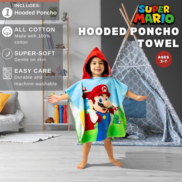 Imagem de Toalha com capuz Poncho Franco Super Mario Official Nintendo