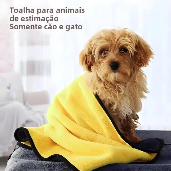 Imagem de Toalha de Banho Absorvente para Cães e Gatos - Fibra Macia e Secagem Rápida