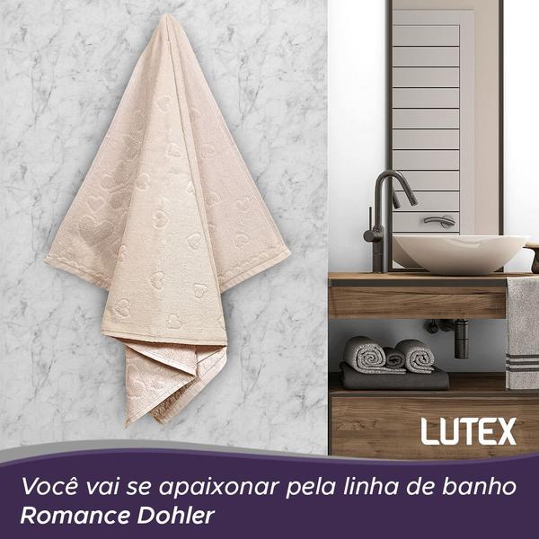 Imagem de Toalha de Banho Aveludada Romance Dohler Macia 100% Algodão Jacquard Fio Penteado Coração Borboleta