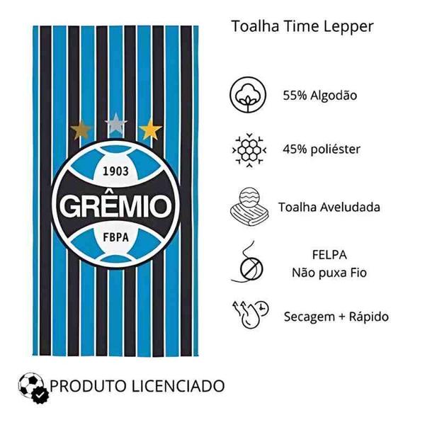 Imagem de Toalha de Banho Aveludada Transfer Grêmio 70x140 cm Lepper