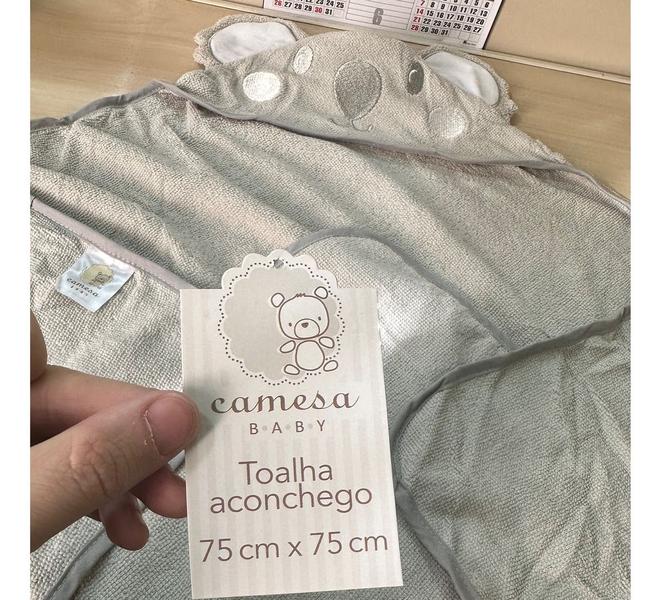 Imagem de Toalha De Banho Baby Coala Com Capuz 75cmx75cm Camesa