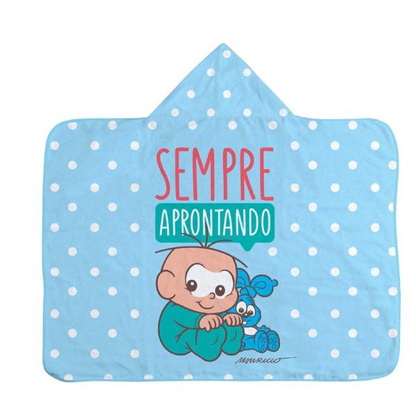 Imagem de Toalha De Banho Bebe C Capuz Estampada Turma Da Monica Azul Atacado