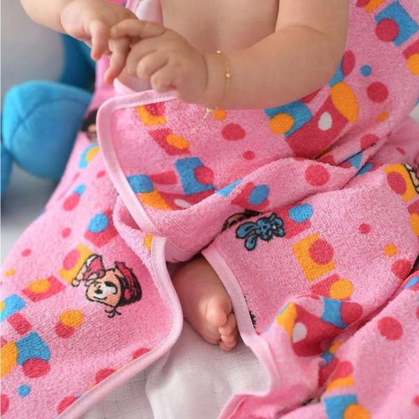 Imagem de Toalha De Banho Bebe C Capuz Estampada Turma Da Monica Rosa