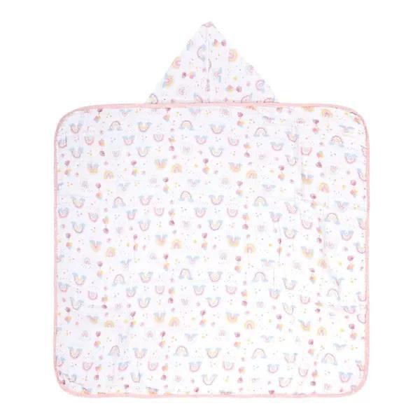 Imagem de Toalha de banho bebe com capuz bublim petit soft estampada 70cmx90cm pct c/01un //arco iris rosa