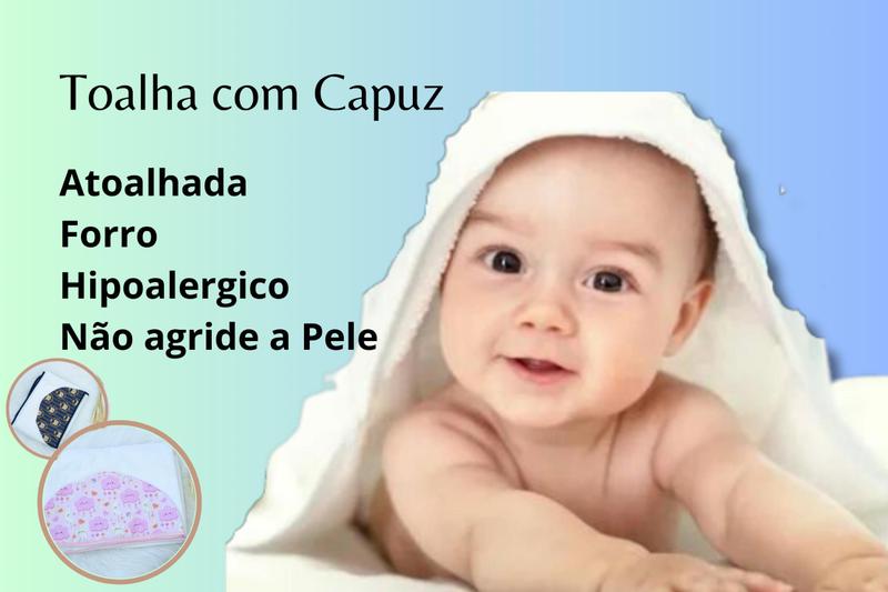 Imagem de Toalha de banho bebe  com capuz  toalha de fralda 88cm x 75cm hipoalergico macio