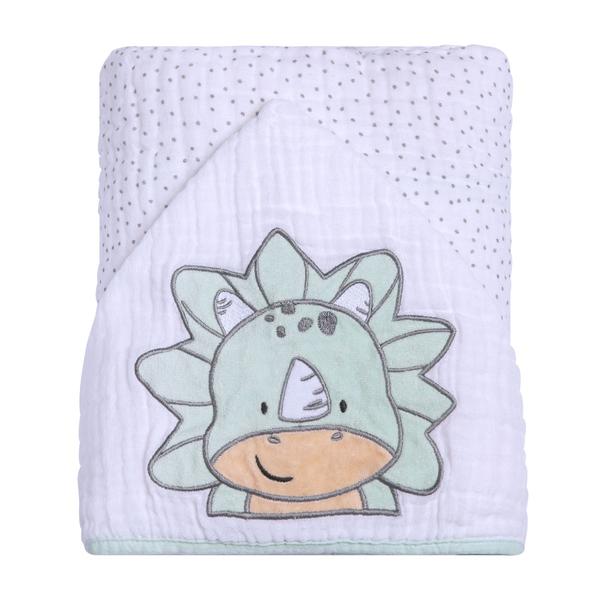 Imagem de Toalha de Banho Bebê Papi Friends 90x75cm 3 camadas Fralda Soft  c/ Capuz Bordado