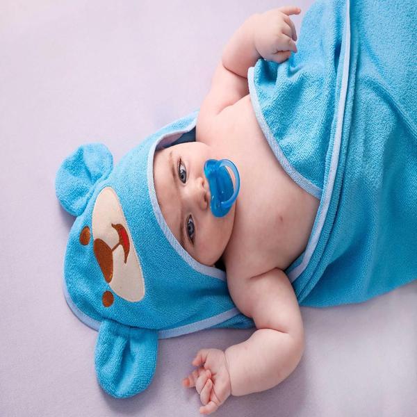 Imagem de Toalha de Banho Bebe Urso Azul