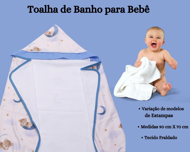 Imagem de Toalha de Banho com Capuz Infantil Estampada Para Bebê Menina Menino