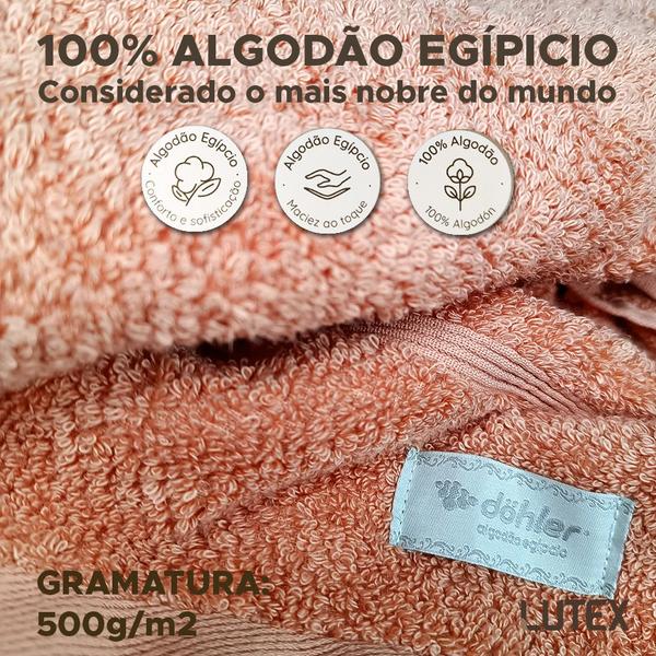 Imagem de Toalha de Banho Dohler Kairo 100% Algodão Egípcio Grossa Macia Grande Gramatura 500g/m2 - 70 x 140cm