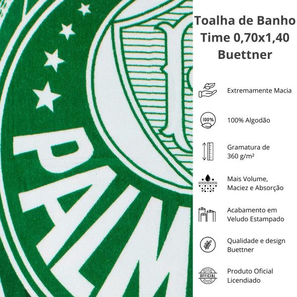 Imagem de Toalha De Banho E Praia Time Aveludada Palmeiras Oficial