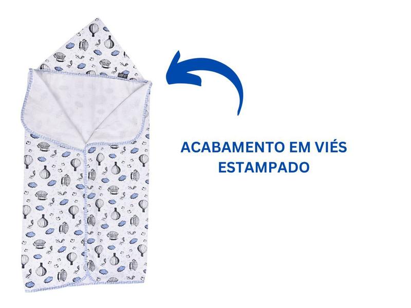 Imagem de Toalha de Banho Felpuda Forrada Fralda Capuz Infantil Bebe 100% Algodão Seca Rápido 90cmx70cm Grande