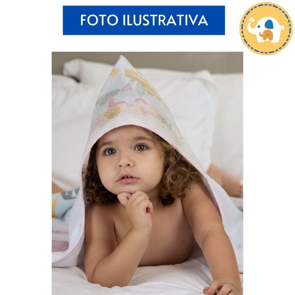 Imagem de Toalha De Banho Felpuda Infantil Bebe Algodão Grande Capuz 1,10CMX70CM Estampada Menina e Menino 100% Algodão