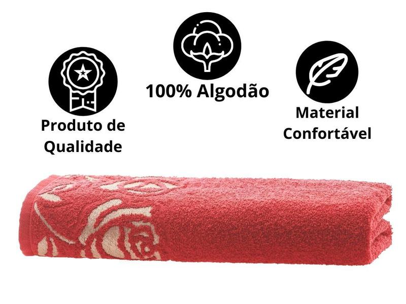 Imagem de Toalha De Banho Guadalupe 100% Algodão Macia 150x75cm LmPeter Marrom Pêssego Vermelho Verde