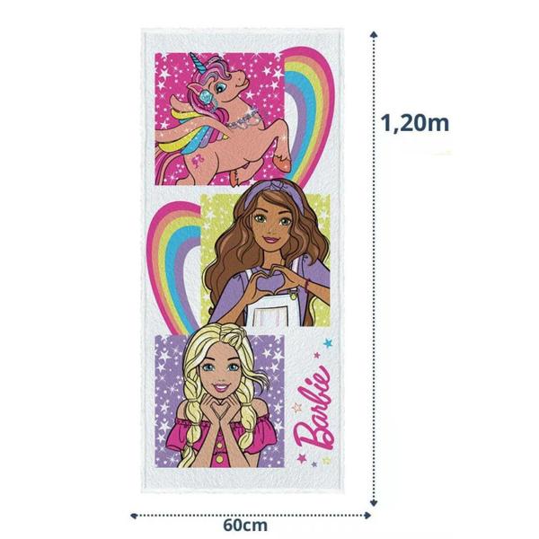 Imagem de Toalha De Banho Infantil 60X120Cm Algodão Personag:Barbie 12