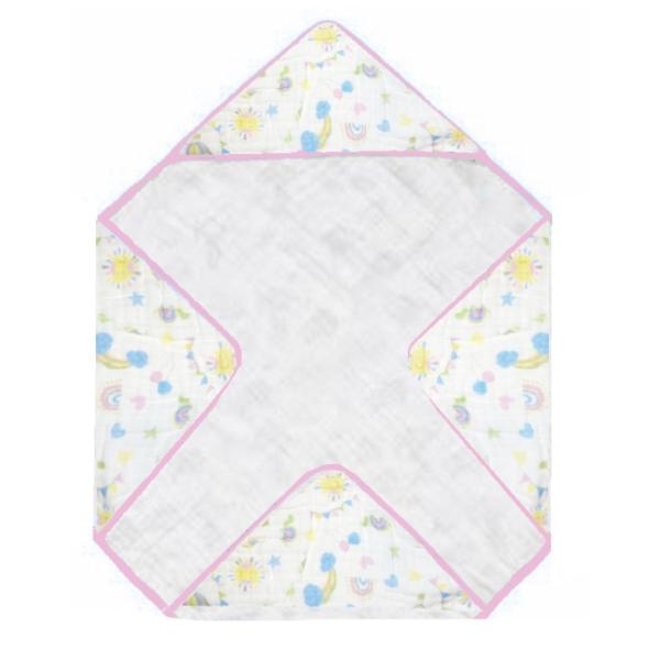 Imagem de Toalha De Banho Infantil Soft 80x80cm Bebe Estampada 100% Algodao Com Capuz Menina Solzinho Papi