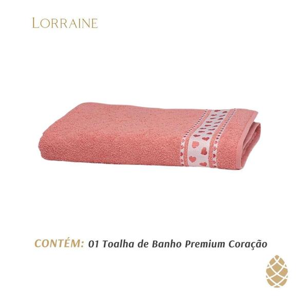 Imagem de Toalha De Banho Jacquard Premium Dhler 70X140Cm Corações