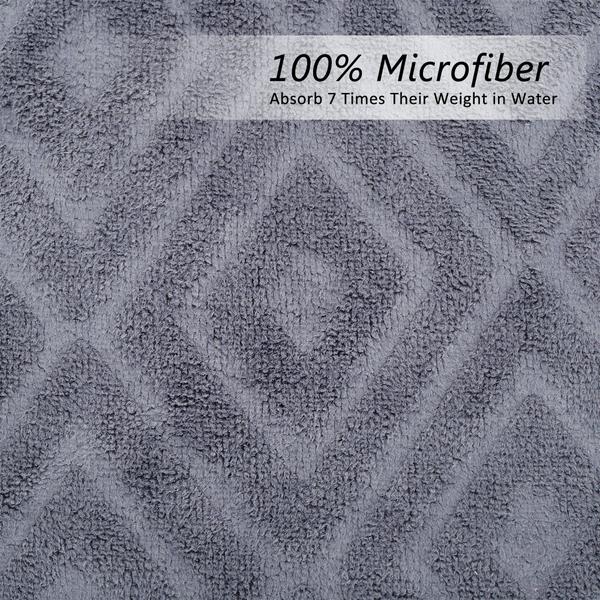 Imagem de Toalha de banho JML Microfiber 30x60cm Grey Diamond Pattern, pacote com 2