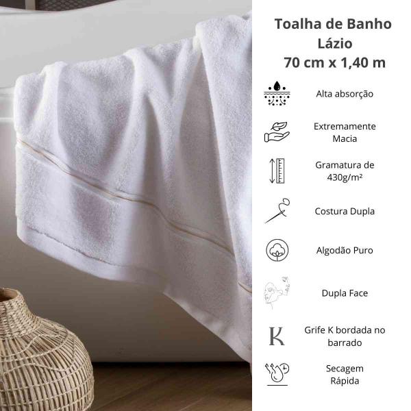 Imagem de Toalha de Banho Kacyumara Avulsa Lázio Bordada Festonê 500g/m²