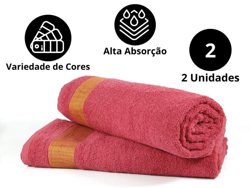 Imagem de Toalha De Banho Macia 100% Algodão Rosa Kit 2 Unidades Tomie Lmpeter