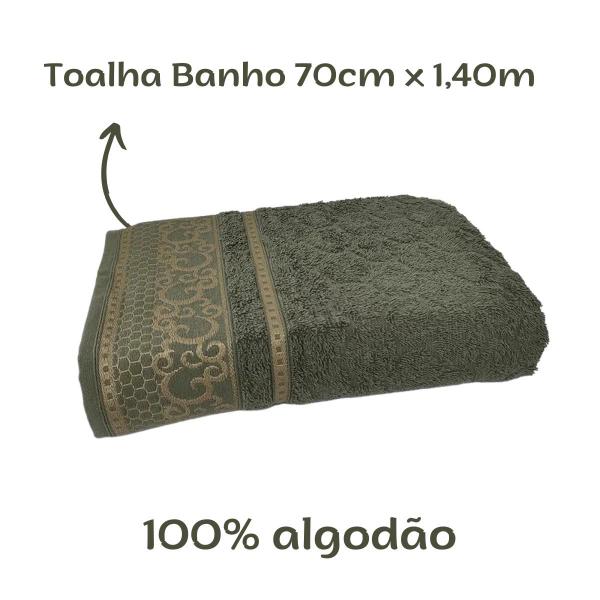 Imagem de Toalha de Banho Macia Verde Oliva Eudora Dianneli 100% Algodão