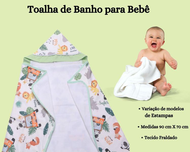 Imagem de Toalha De Banho Para Bebe Estampada Com Capuz Menino Menina