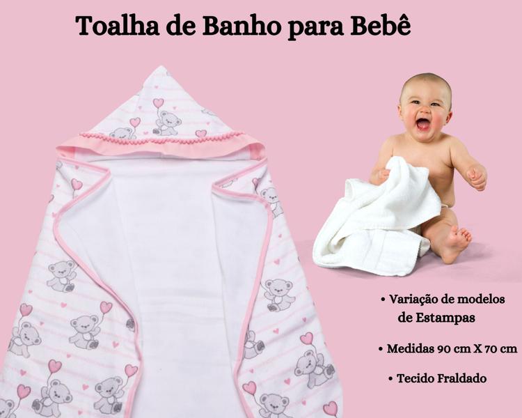 Imagem de Toalha De Banho Para Bebe Estampada Com Capuz Menino Menina