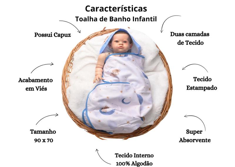 Toalha De Banho Para Bebe Estampada Com Capuz Menino Menina - Maria's Baby Imagem de Toalha De Banho Para Bebe Estampada Com Capuz Menino Menina