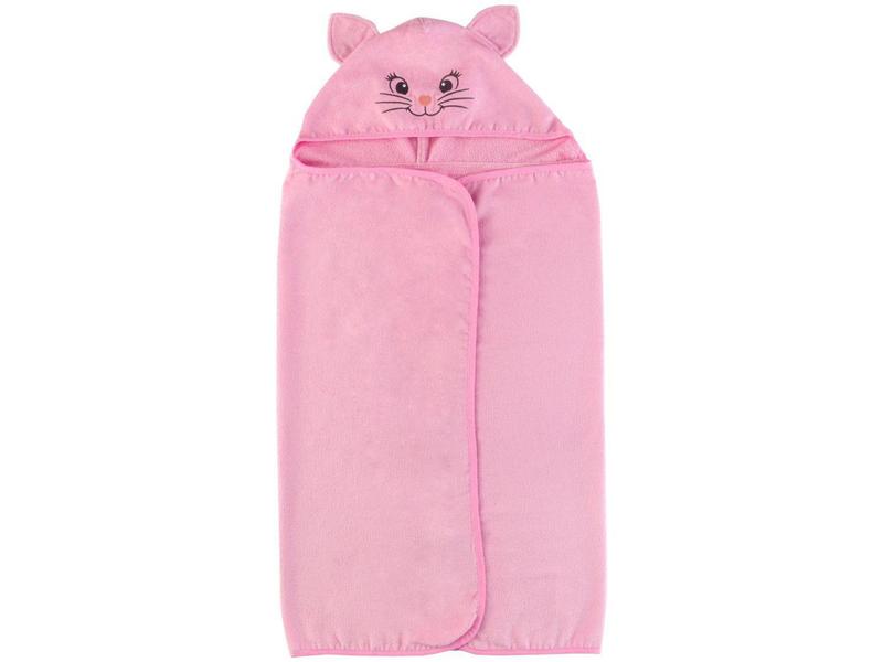 Imagem de Toalha de Banho para Bebê Teka com Capuz - 100% Algodão Kids Gata Rosa