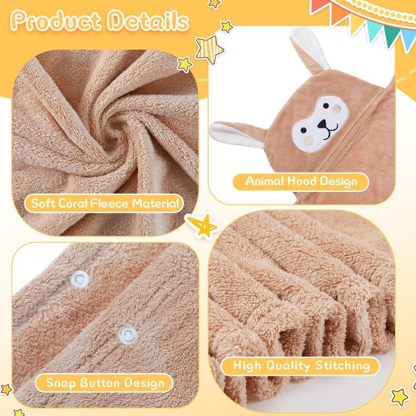 Imagem de Toalha de banho para bebês com capuz Preboun Soft, altamente absorvente, 8 unidades