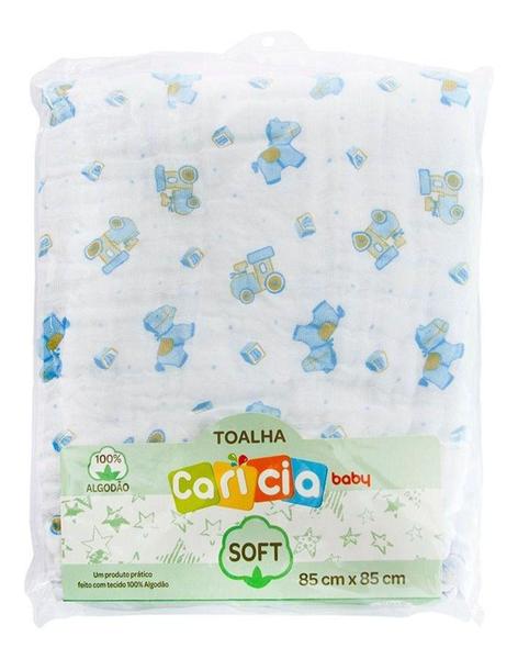 Imagem de Toalha de  Banho Soft Bebe Com Capuz 85cmx85cm Azul Macia 100%algodão - MINASREY