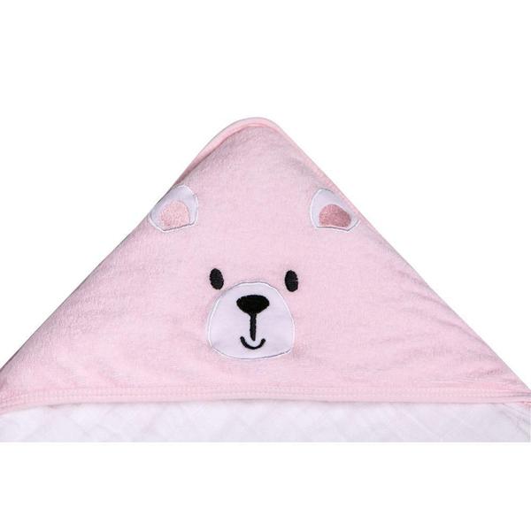 Imagem de Toalha De Banho Soft com Capuz De Canto Urso Rosa