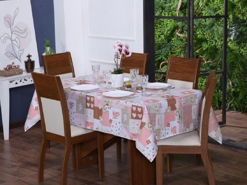 Toalha de Mesa 10 Cadeiras 3,00 x 1,40 Mesa Posta Cozinha Sala de Jantar Oxford Estampada - Ametista Decorações Imagem de Toalha de Mesa 10 Cadeiras 3,00 x 1,40 Mesa Posta Cozinha Sala de Jantar Oxford Estampada