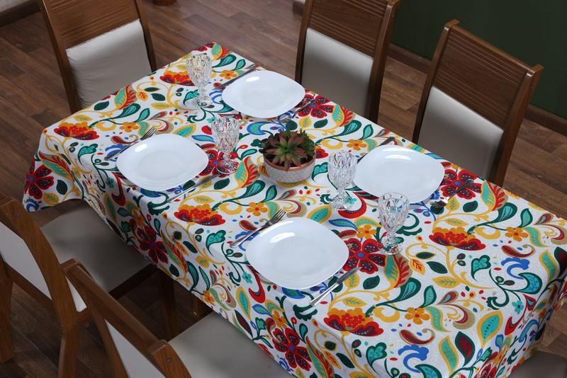 Imagem de Toalha de Mesa 12 Lugares Sala de Jantar Jacquard Estampada 3,50m x 1,40m