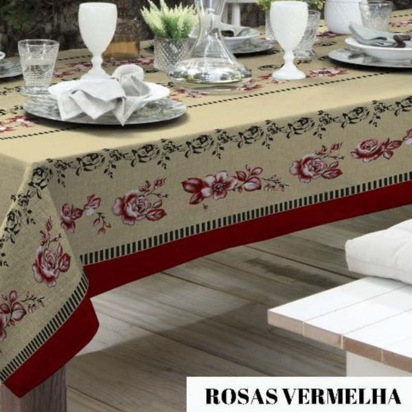 Imagem de Toalha De Mesa 3 Metros para 8 Lugares 8 Cadeiras Tecido Linhão Gourmet Corrida Algodão Retangular Luxo Várias Estampas