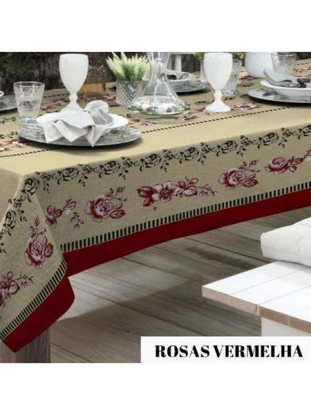 Imagem de Toalha De Mesa 3 Metros para 8 Lugares 8 Cadeiras Tecido Linhão Gourmet Corrida Algodão Retangular Luxo Várias Estampas