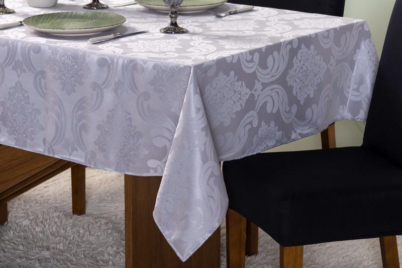 Toalha de Mesa 4 Lugares 1,35 x 1,35 Jacquard Luxo Cozinha Copa Sala de Jantar Cinza - Ametista Decorações Imagem de Toalha de Mesa 4 Lugares 1,35 x 1,35 Jacquard Luxo Cozinha Copa Sala de Jantar Cinza