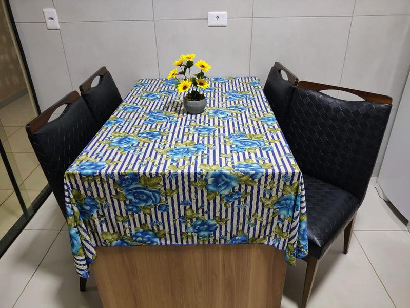 Toalha de Mesa 6 Cadeiras Cozinha Sala de Jantar Área Gourmet 2,20m x 1,40m Malha Gel Estampada - Ametista Decorações Imagem de Toalha de Mesa 6 Cadeiras Cozinha Sala de Jantar Área Gourmet 2,20m x 1,40m Malha Gel Estampada