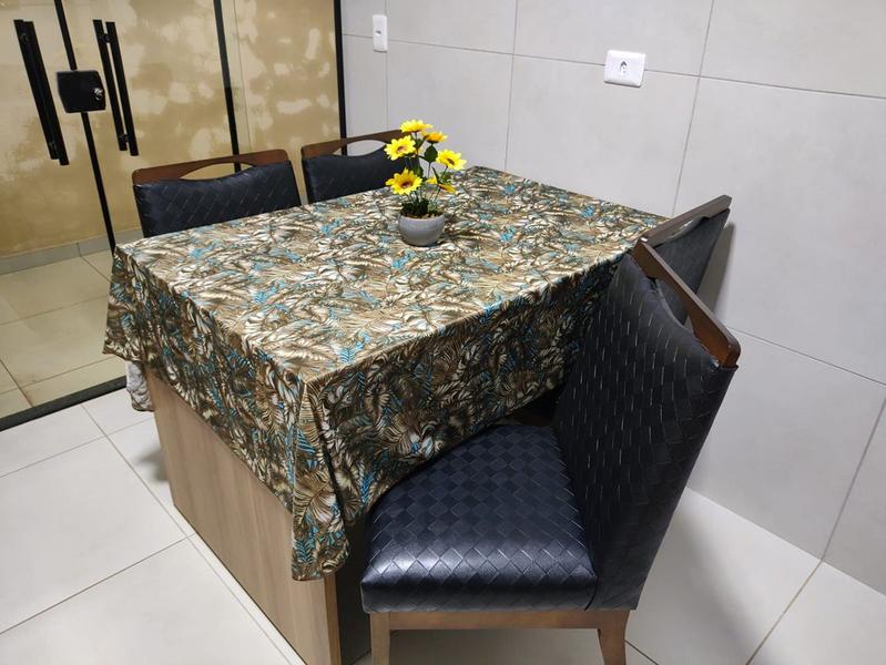 Imagem de Toalha de Mesa 6 Cadeiras Cozinha Sala de Jantar Área Gourmet 2,20m x 1,40m Malha Gel Estampada