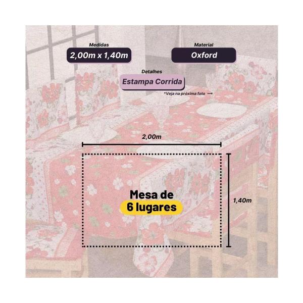 Toalha De Mesa 6 Lugares 2,00x1,40m Tecido Oxford Vermelho - Outfiter Enxovais e Decoração Imagem de Toalha De Mesa 6 Lugares 2,00x1,40m Tecido Oxford Vermelho