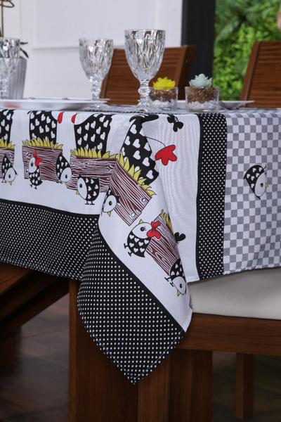 Toalha de Mesa 6 Lugares Cozinha Decorada Estampas Divertidas 2,20x1,40m Oxford - DJB Enxovais Imagem de Toalha de Mesa 6 Lugares Cozinha Decorada Estampas Divertidas 2,20x1,40m Oxford