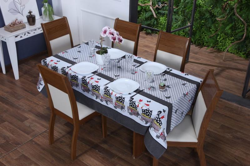 Toalha de Mesa 6 Lugares Cozinha Decorada Estampas Divertidas 2,20x1,40m Oxford - DJB Enxovais Imagem de Toalha de Mesa 6 Lugares Cozinha Decorada Estampas Divertidas 2,20x1,40m Oxford