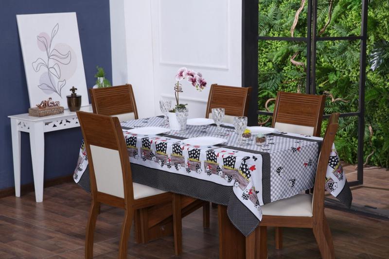 Toalha de Mesa 6 Lugares Cozinha Decorada Estampas Divertidas 2,20x1,40m Oxford - DJB Enxovais Imagem de Toalha de Mesa 6 Lugares Cozinha Decorada Estampas Divertidas 2,20x1,40m Oxford