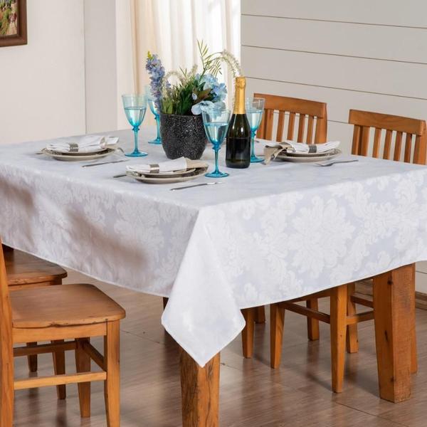 Imagem de Toalha De Mesa 6 Lugares Jacquard Branco