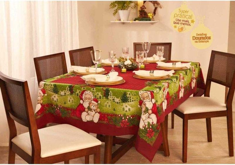 Imagem de Toalha de Mesa 6 Lugares POP Retangular Natal 1,40m x 2,20m