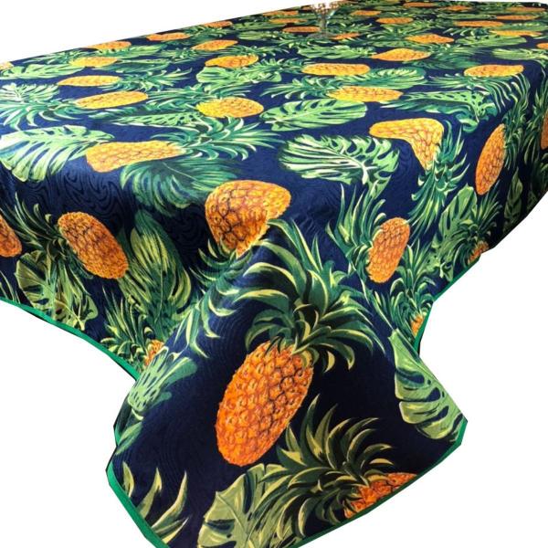 Imagem de Toalha De Mesa 6 Lugares Tecido Jacquard Estampada Com Viés