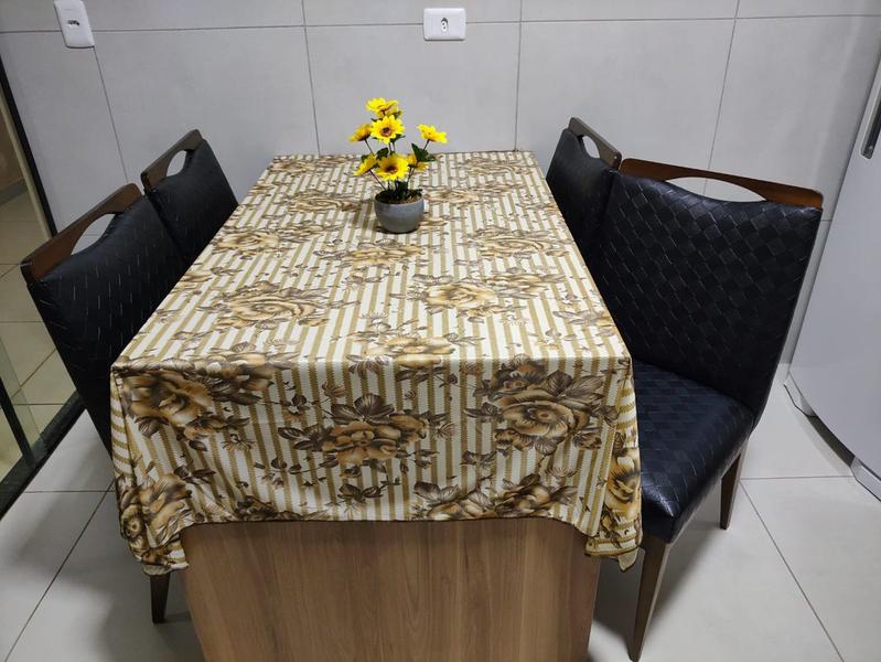 Imagem de Toalha de Mesa 8 Cadeiras Cozinha Sala de Jantar Área Gourmet 2,50m x 1,40m Malha Gel Estampada