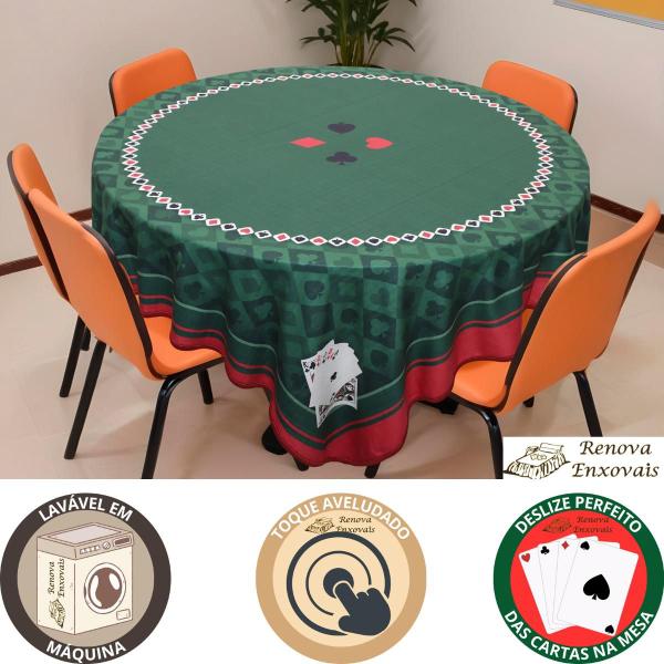 Imagem de Toalha de Mesa Aveludada para Jogar Baralho Poker Truco Cartas - Mesa Quadrada, Redonda ou Retangular para 4 ou 6 Lugares - Flanela